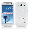 CUSTODIA TPU SILICONE per SAMSUNG I9300 GALAXY S3, I9300i S3 NEO FANTASIA PRINCIPESSA CON STRASS SU SFUMATURA BIANCA