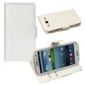 CUSTODIA FLIP ORIZZONTALE PELLE per SAMSUNG I9300 GALAXY S3, I9300i GALAXY S3 NEO CON STAND E TASCHE PORTA CARTE COLORE BIANCO