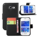 CUSTODIA FLIP ORIZZONTALE PELLE per SAMSUNG G110 GALAXY POCKET 2 CON STAND, TASCHE PORTA CARTE E CHIUSURA MAGNETICA NERO