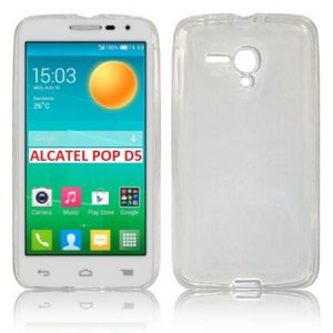 CUSTODIA GEL TPU SILICONE per ALCATEL ONE TOUCH POP D5 5038D COLORE BIANCO TRASPARENTE