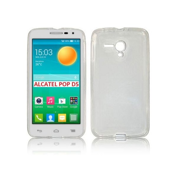 CUSTODIA GEL TPU SILICONE per ALCATEL ONE TOUCH POP D5 5038D COLORE BIANCO TRASPARENTE