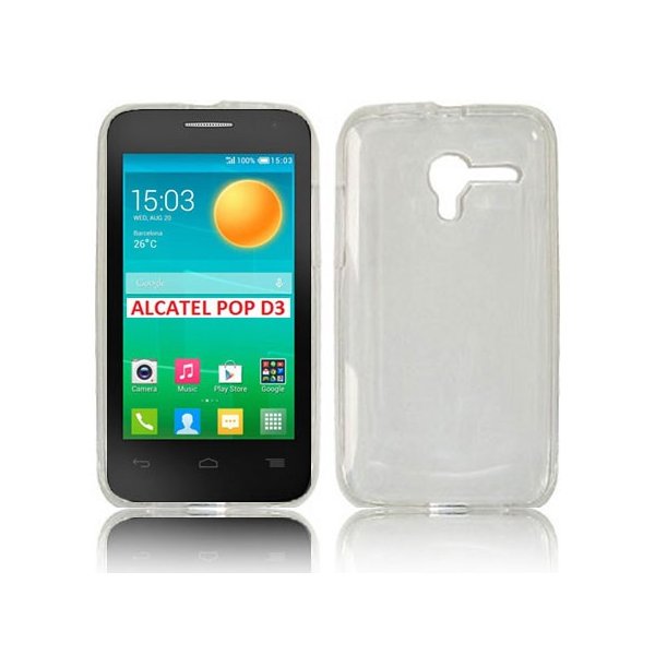 CUSTODIA GEL TPU SILICONE per ALCATEL 4035D POP D3 COLORE BIANCO TRASPARENTE