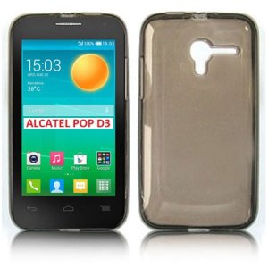 CUSTODIA GEL TPU SILICONE per ALCATEL 4035D POP D3 COLORE NERO TRASPARENTE