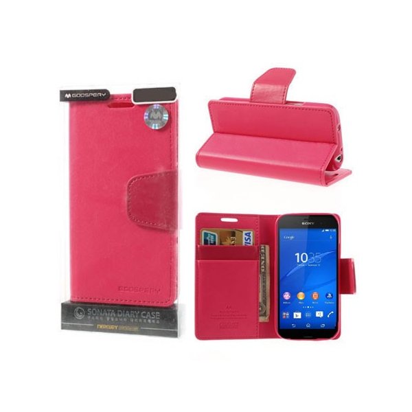 CUSTODIA FLIP ORIZZONTALE PELLE per SONY XPERIA Z3 CON INTERNO IN TPU SILICONE E STAND BLU SONATA BLISTER