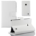 CUSTODIA FLIP ORIZZONTALE PELLE per NOKIA LUMIA 520, LUMIA 525 CON STAND, TASCHE PORTA CARTE E CHIUSURA MAGNETICA COLORE BIANCO