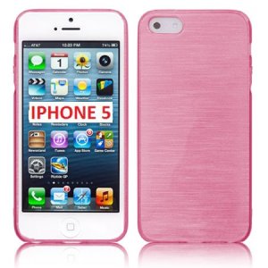 CUSTODIA TPU SILICONE per APPLE IPHONE 5, 5s COLORE ROSA EFFETTO METALLICO