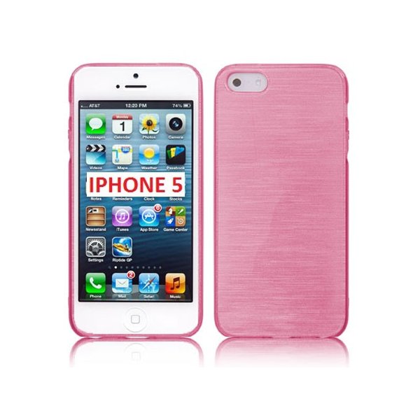 CUSTODIA TPU SILICONE per APPLE IPHONE 5, 5s COLORE ROSA EFFETTO METALLICO