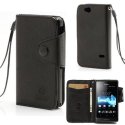 CUSTODIA BOOK ORIZZONTALE PELLE per SONY ST27I XPERIA GO CON INTERNO IN TPU SILICONE, STAND E TASCHE PORTA CARTE COLORE NERO