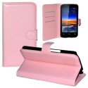 CUSTODIA FLIP ORIZZONTALE PELLE per VODAFONE SMART 4 CON STAND, PORTA CARTE E CHIUSURA MAGNETICA COLORE ROSA