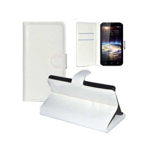 CUSTODIA FLIP ORIZZONTALE PELLE per VODAFONE SMART 4 POWER CON STAND, PORTA CARTE E CHIUSURA MAGNETICA COLORE BIANCO