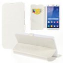 CUSTODIA FLIP ORIZZONTALE PELLE per HUAWEI HONOR 3X, G750 CON STAND, TASCHE PORTA CARTE E CHIUSURA MAGNETICA COLORE BIANCO