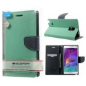 CUSTODIA FLIP ORIZZONTALE per SAMSUNG GALAXY NOTE 4 CON INTERNO IN TPU E STAND VERDE ACQUA FANCY DIARY BLISTER MERCURY