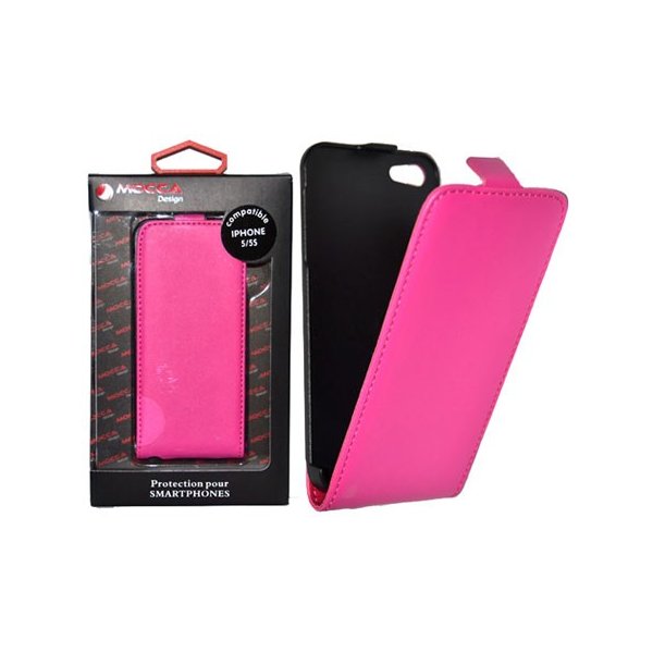 CUSTODIA FLIP VERTICALE SLIM PELLE per APPLE IPHONE 5, IPHONE 5s COLORE ROSA ALTA QUALITA' MOCCA BLISTER