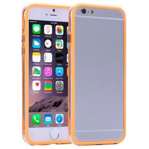 CUSTODIA GEL TPU SILICONE BUMPER per APPLE IPHONE 6 PLUS, IPHONE 6S PLUS 5.5" POLLICI COLORE ARANCIONE-TRASPARENTE-ARANCIONE