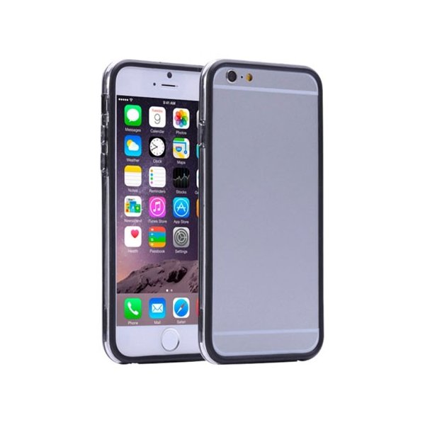 CUSTODIA GEL TPU SILICONE BUMPER per APPLE IPHONE 6 PLUS, IPHONE 6S PLUS 5.5" POLLICI COLORE NERO-TRASPARENTE-NERO