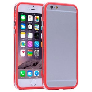 CUSTODIA GEL TPU SILICONE BUMPER per APPLE IPHONE 6 PLUS, IPHONE 6S PLUS 5.5" POLLICI COLORE ROSSO-TRASPARENTE-ROSSO