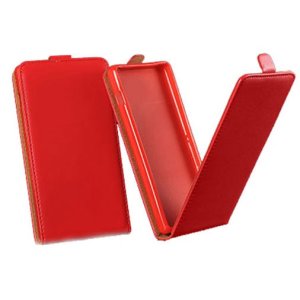 CUSTODIA FLIP VERTICALE SLIM PELLE per SAMSUNG SM-A500 GALAXY A5 (NO VERSIONE 2016) CON INTERNO IN TPU COLORE ROSSO