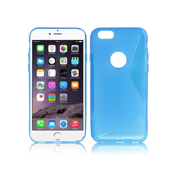 CUSTODIA GEL TPU SILICONE DOUBLE per APPLE IPHONE 6 PLUS, IPHONE 6S PLUS 5.5" POLLICI COLORE BLU