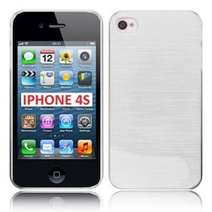 CUSTODIA per APPLE IPHONE 4, IPHONE 4s - BACK RIGIDA COLORE BIANCO EFFETTO METALLICO