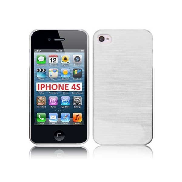 CUSTODIA per APPLE IPHONE 4, IPHONE 4s - BACK RIGIDA COLORE BIANCO EFFETTO METALLICO