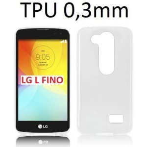 CUSTODIA GEL TPU SILICONE ULTRA SLIM 0,3mm per LG L FINO, D290N, D295 COLORE BIANCO TRASPARENTE