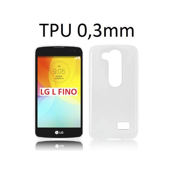 CUSTODIA GEL TPU SILICONE ULTRA SLIM 0,3mm per LG L FINO, D290N, D295 COLORE BIANCO TRASPARENTE