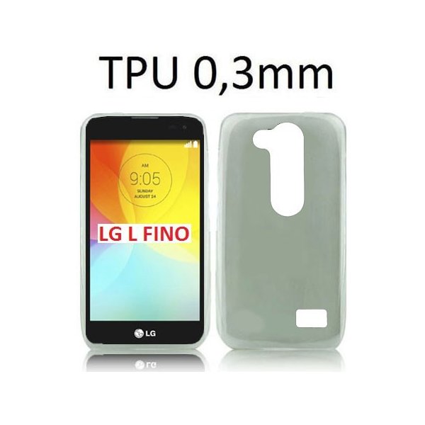 CUSTODIA GEL TPU SILICONE ULTRA SLIM 0,3mm per LG L FINO, D290N, D295 COLORE NERO TRASPARENTE