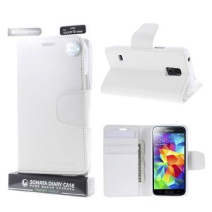 CUSTODIA FLIP ORIZZONTALE PELLE per SAMSUNG G800 GALAXY S5 MINI CON INTERNO IN TPU E STAND BIANCO SONATA MERCURY BLISTER