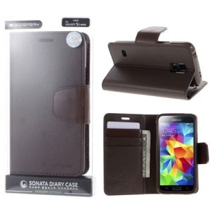 CUSTODIA FLIP ORIZZONTALE PELLE per SAMSUNG G800 GALAXY S5 MINI CON INTERNO IN TPU E STAND MARRONE SONATA MERCURY BLISTER