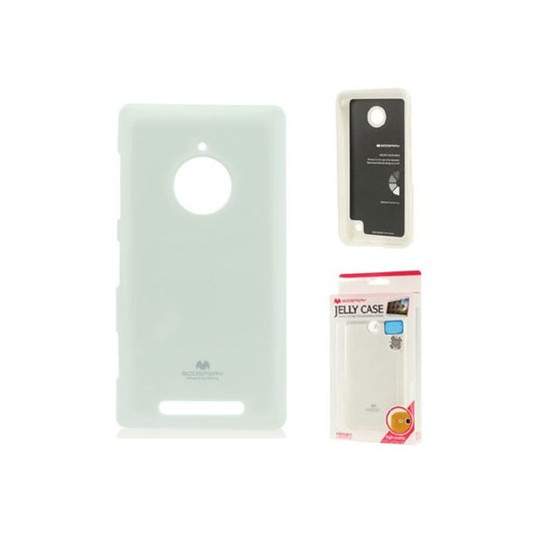 CUSTODIA GEL TPU SILICONE per NOKIA LUMIA 830 COLORE BIANCO LUCIDO CON GLITTER ALTA QUALITA' MERCURY BLISTER