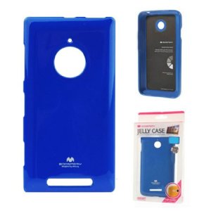 CUSTODIA GEL TPU SILICONE per NOKIA LUMIA 830 COLORE BLU LUCIDO CON GLITTER ALTA QUALITA' MERCURY BLISTER