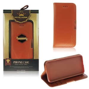 CUSTODIA FLIP ORIZZONTALE VERA PELLE per SAMSUNG GALAXY NOTE 4 CON STAND  ED INTERNO IN TPU MARRONE ROYALE BLISTER