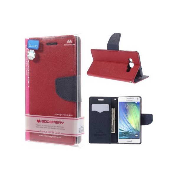 CUSTODIA FLIP ORIZZONTALE per SAMSUNG SM-A500 GALAXY A5 (NO VERSIONE 2016) INTERNO IN TPU E STAND COLORE ROSSO FANCY MERCURY