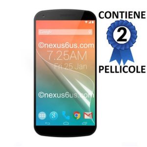 PELLICOLA PROTEGGI DISPLAY per MOTOROLA NEXUS 6 CONFEZIONE 2 PEZZI