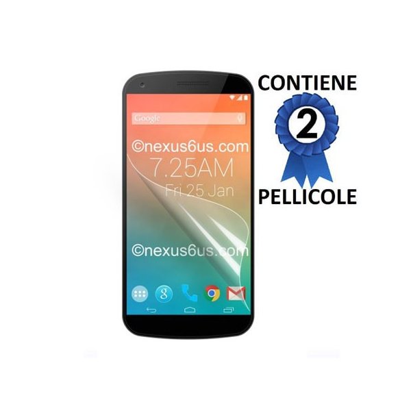 PELLICOLA PROTEGGI DISPLAY per MOTOROLA NEXUS 6 CONFEZIONE 2 PEZZI