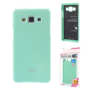 CUSTODIA GEL TPU SILICONE per SAMSUNG SM-A500 GALAXY A5 (NO VERSIONE 2016) VERDE ACQUA LUCIDO CON GLITTER ALTA QUALITA'