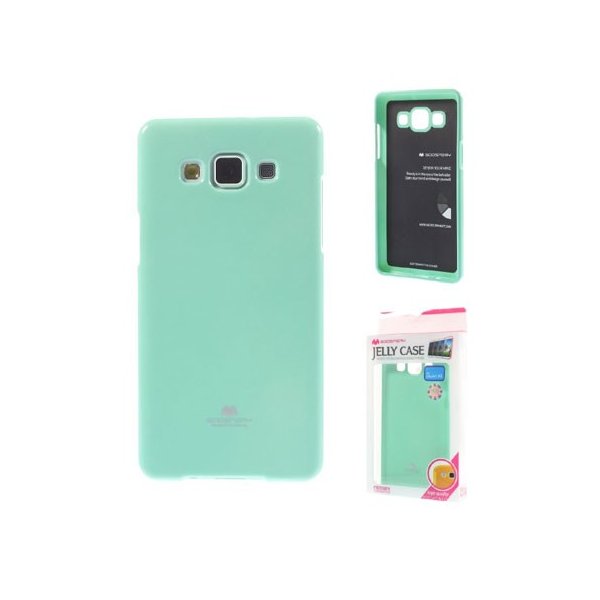 CUSTODIA GEL TPU SILICONE per SAMSUNG SM-A500 GALAXY A5 (NO VERSIONE 2016) VERDE ACQUA LUCIDO CON GLITTER ALTA QUALITA'