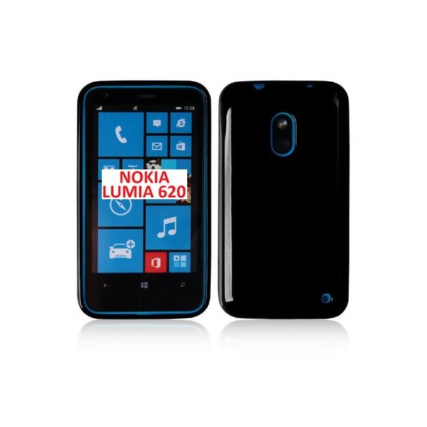 CUSTODIA GEL TPU SILICONE LUCIDO per NOKIA LUMIA 620 COLORE NERO