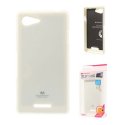 CUSTODIA GEL TPU SILICONE per SONY XPERIA E3 COLORE BIANCO LUCIDO CON GLITTER ALTA QUALITA' MERCURY BLISTER