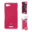 CUSTODIA GEL TPU SILICONE per SONY XPERIA E3 COLORE FUCSIA LUCIDO CON GLITTER ALTA QUALITA' MERCURY BLISTER