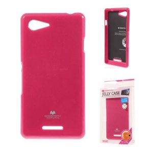 CUSTODIA GEL TPU SILICONE per SONY XPERIA E3 COLORE FUCSIA LUCIDO CON GLITTER ALTA QUALITA' MERCURY BLISTER