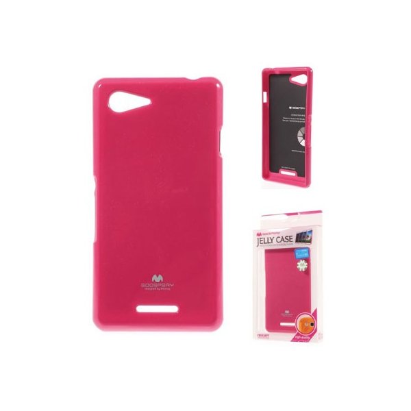 CUSTODIA GEL TPU SILICONE per SONY XPERIA E3 COLORE FUCSIA LUCIDO CON GLITTER ALTA QUALITA' MERCURY BLISTER