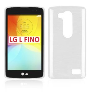 CUSTODIA TPU SILICONE per LG L FINO, D290N, D295 COLORE BIANCO EFFETTO METALLICO