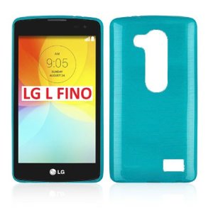 CUSTODIA TPU SILICONE per LG L FINO, D290N, D295 COLORE BLU EFFETTO METALLICO