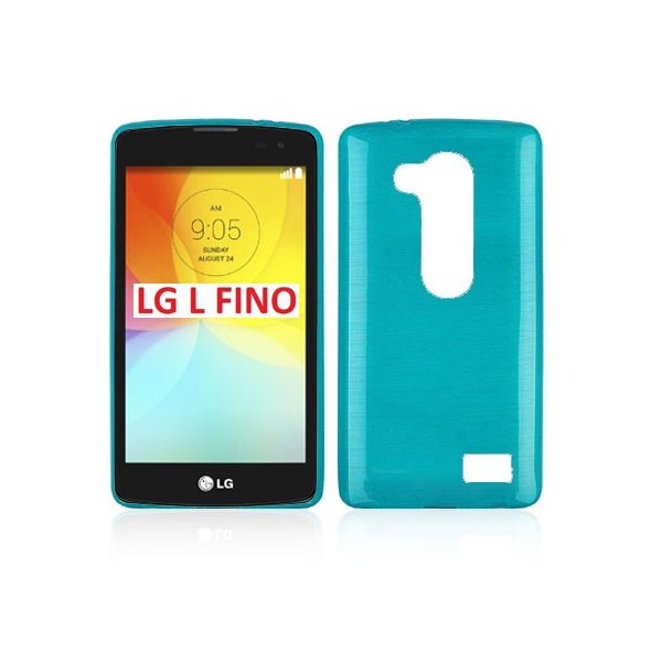 CUSTODIA TPU SILICONE per LG L FINO, D290N, D295 COLORE BLU EFFETTO METALLICO