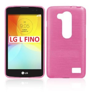 CUSTODIA TPU SILICONE per LG L FINO, D290N, D295 COLORE ROSA EFFETTO METALLICO