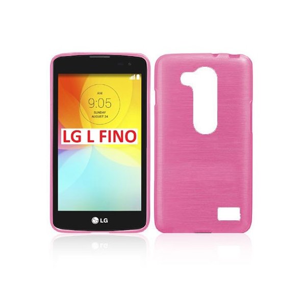 CUSTODIA TPU SILICONE per LG L FINO, D290N, D295 COLORE ROSA EFFETTO METALLICO