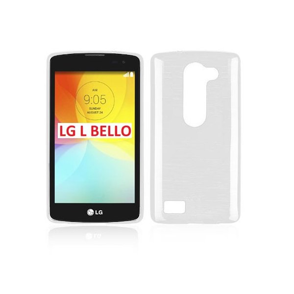 CUSTODIA TPU SILICONE per LG L BELLO, D331, L PRIME, D337 COLORE BIANCO EFFETTO METALLICO