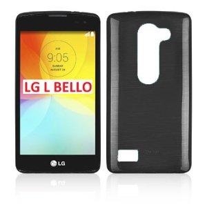 CUSTODIA TPU SILICONE per LG L BELLO, D331, L PRIME, D337 COLORE NERO EFFETTO METALLICO