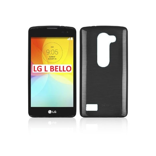 CUSTODIA TPU SILICONE per LG L BELLO, D331, L PRIME, D337 COLORE NERO EFFETTO METALLICO